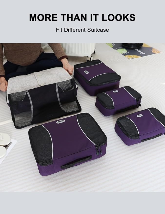 GOX Ultra Light 5 piece Packing Cubes Travel Luggage Organizer 1 Large 2 Medium 2 Small