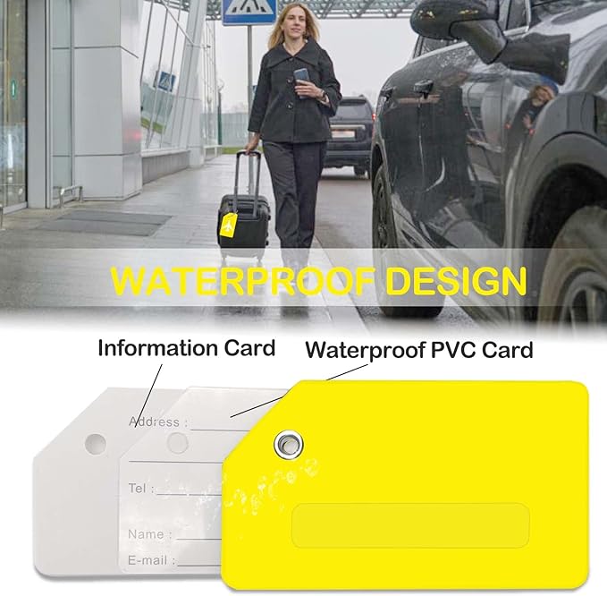 8pack Luggage Tags for Suitcases with Name ID Card， Quickly Spot Luggage Identifier Tags, Flexible Silicone Name Tags for Backpacks, Suitcases, Travel Bags, Baggage, Cruise (Yellow)