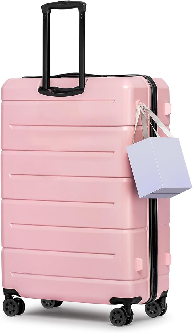 KYME Luggage Sets 3 Piece Hardshell 20"/24"/28" Suitcase with Wheels Hardside Suitcase Set with TSA Lock Large Travel Luggage Set for Women Pink