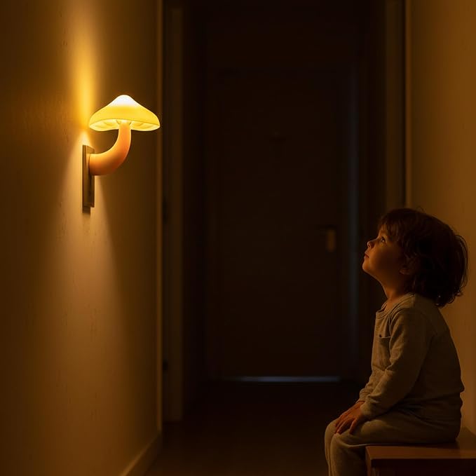3 Pack LED Mushroom Night Light Plug in Lamp Warm Yellow Light Sensor Night Lights Plug into Wall, Dusk to Dawn Sensor NightLight for Adults Kids Room Bedroom Bathroom Hallway Kitchen