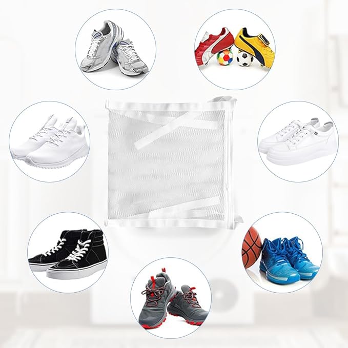 Shoe Drying Bag, Reusable Sneaker Drying Mesh Bags, Laundry Bag for Dryings Shoes, with Zipper Strap for Washing Machine, Shoes, Clothing, for Most Dryers Door(COLOR:white)