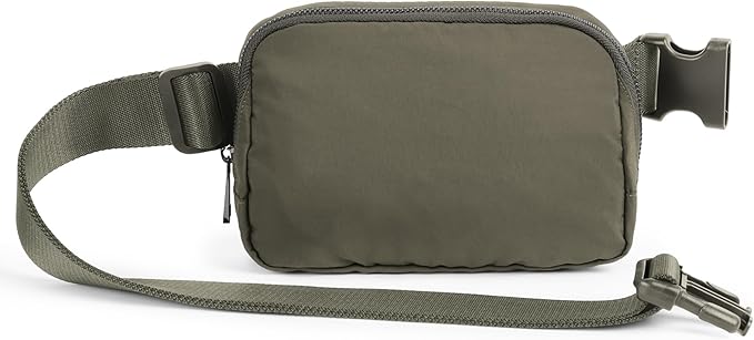 ODODOS Unisex Mini Belt Bag with Adjustable Strap Small Fanny Pack for Workout Running Traveling Hiking, Dark Umber