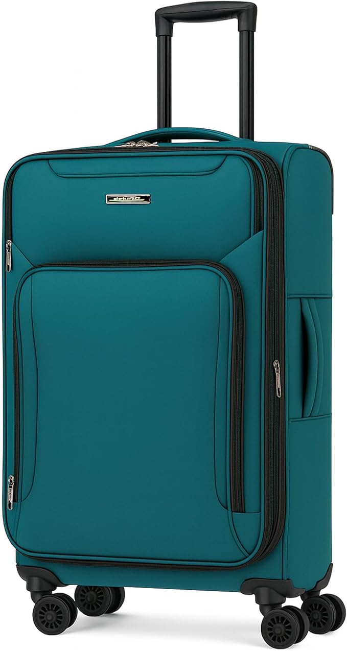 World Traveler Dejuno Jasper 20-Inch Carry-On Lightweight Expandable Spinner Luggage - Green