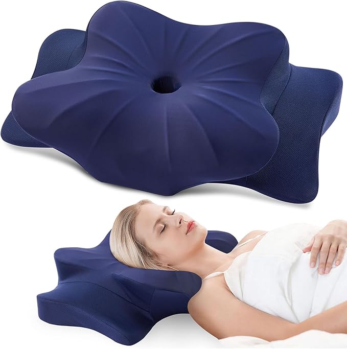 DONAMA Cervical Pillow for Neck and Shoulder Pain Relief, Cooling Contour Memory Foam Pillow, Dual-Height Ergonomic Neck Support Pillow for Side Back Stomach Sleepers with Removable Pillowcase
