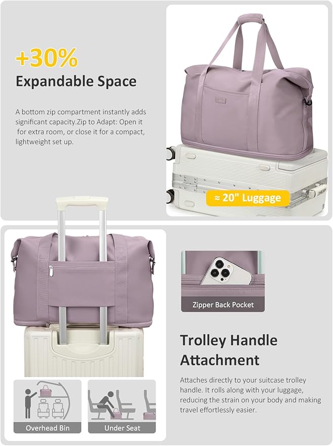 Expandable Travel Duffle Bags Weekender Overnight Bags for Women Men Hospital Bag for Women Labor Delivery with Toiletry Bag Waterproof