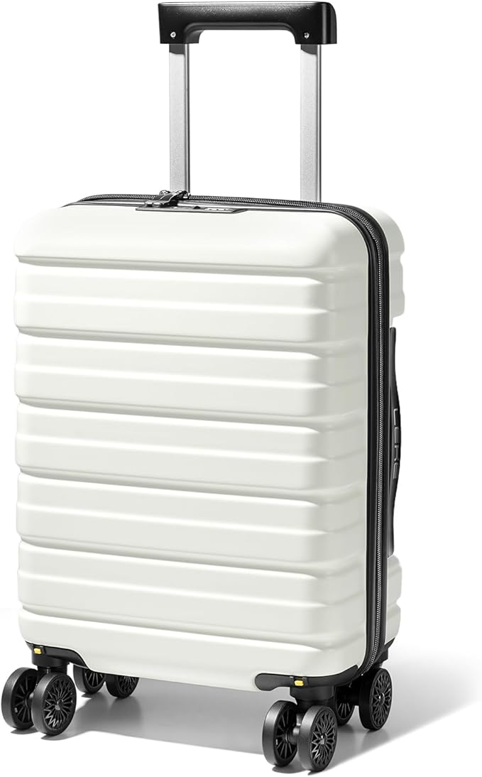 Lekesky 16 Inch Underseat Carry On Luggage Airline Approved, Small Hard Shell Suitcase with TSA Lock Spinner Wheels, Lightweight Personal Item Carry-On for Travel, Beige-Brown