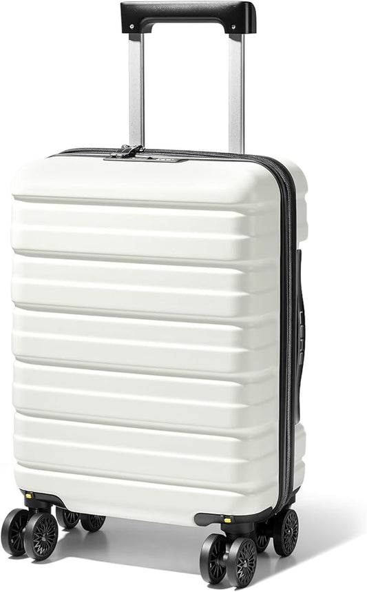 Lekesky 16 Inch Underseat Carry On Luggage Airline Approved, Small Hard Shell Suitcase with TSA Lock Spinner Wheels, Lightweight Personal Item Carry-On for Travel, Beige-Brown