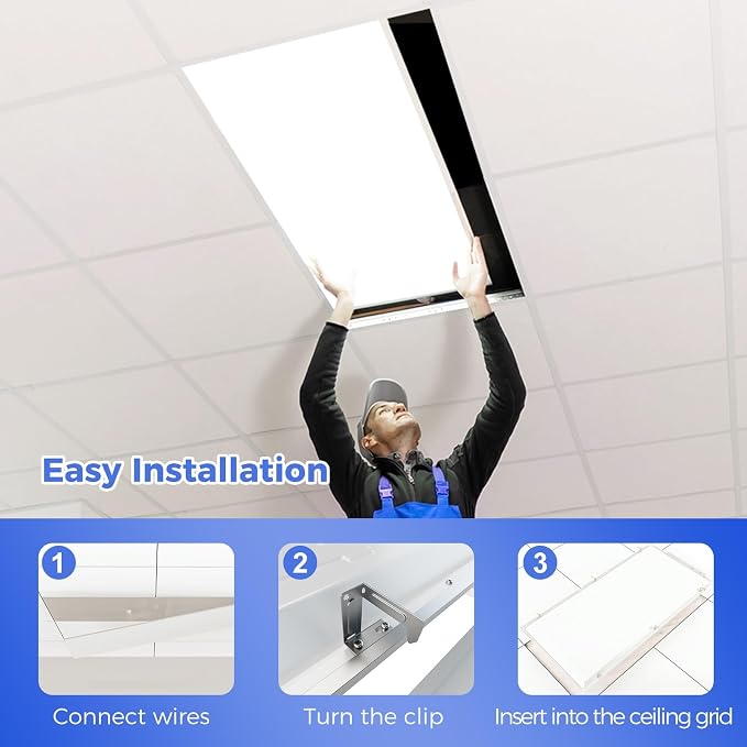 2x4 LED Flat Panel Light, 9100LM Recessed Drop Ceiling Light 6Pack | 0-10V Dimmable,Selectable 5 CCT 3000K/4000K/5000K/5700K/6500K, 5 Wattages 30W/40W/50W/60W/70W, for Office and Kitchen