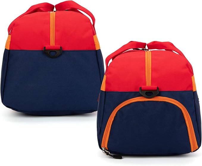 HawLander Kids Duffle Bag for Boys or Girls, Fit Sports Practice, or Overnight Travel Weekend (Navy Red)