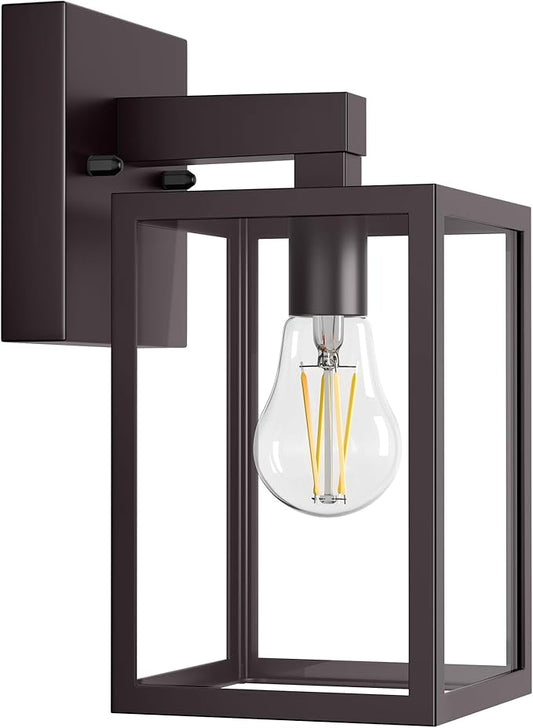 Outdoor Wall Lantern, Waterproof Exterior Wall Sconce Light Fixture, Dark Chocolate Front Door Lamp, Anti-Rust E26 Socket Porch Lighting