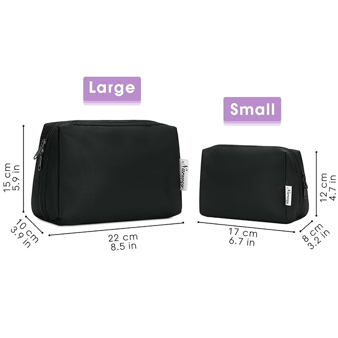 Narwey Travel Cosmetic Bag Organizer Toiletry Bag Make Up Bags with Compartments for Women Girls (Large, Black)