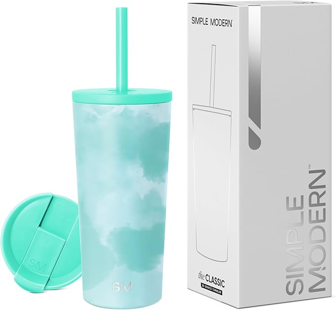 Simple Modern Classic Tumbler with Straw Lid | Insulated Iced Coffee Cup Reusable Stainless Steel Water Bottle Travel Mug | Gifts for Women Men Her Him | 20oz | Ocean Tide