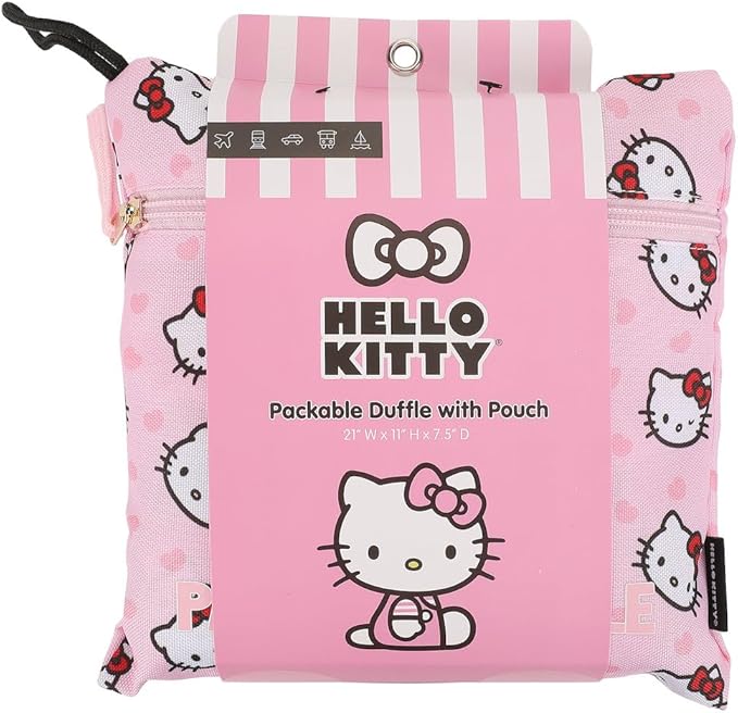 Hello Kitty Character Face Pink 21" Packable Duffel