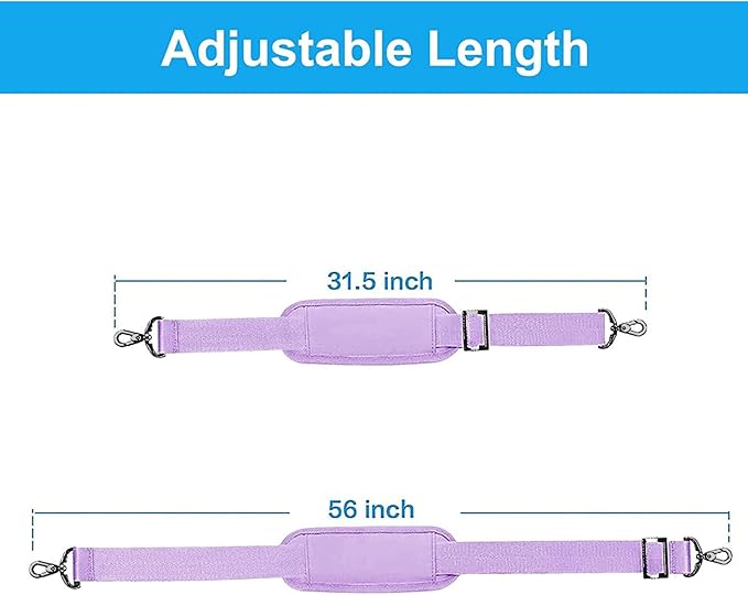 MOSISO 56 inch Shoulder Strap, Adjustable Thick Soft Universal Replacement Non-Slip Fit Padded with Metal Swivel Hooks for Laptop Shoulder Bag/Laptop Messenger Bag/Crossbody Bag, Purple