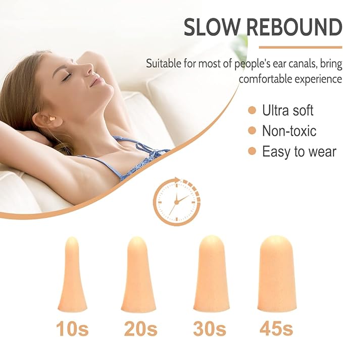 LYSIAN Flesh Color Foam Ear Plugs for Sleeping - 60 Pairs 38dB SNR Noise Reduction Earplugs with Reusable Silicone Earplug Ultra Soft Hearing Protection for Snoring, Work, Shooting and All Loud Events