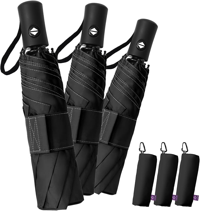 Compact Travel Windproof Umbrella, 43" Auto open/close Folding Quick Dry Umbrellas for Rain, Lightweight Portable Small for Backpack Car, Thoughtful Gift for Women Men Kids, TSA Approved