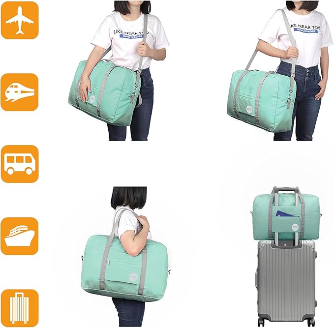 WANDF For Spirit Airlines Personal Item Bag 18x14x8 Travel Duffel Bag Underseat Foldable Carry-on Luggage for Women