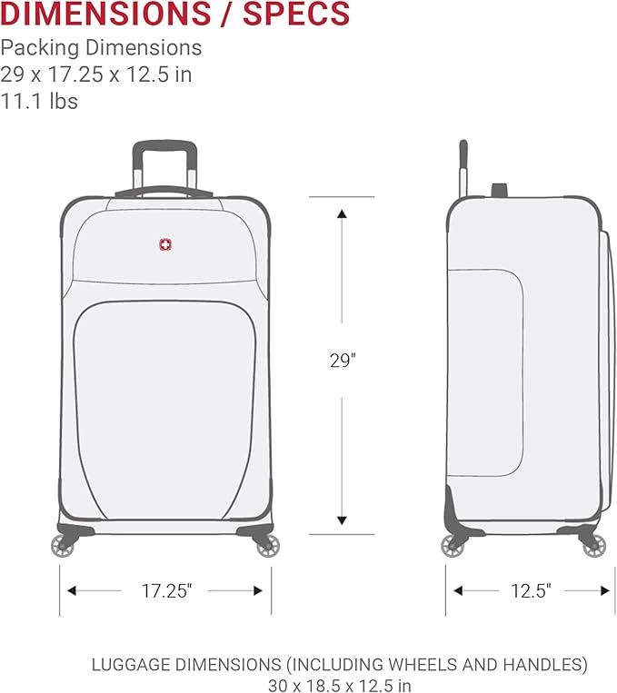SWISSGEAR Sion Softside Expandable Spinner Luggage Durable Lightweight Travel Suitcase, Teal, Checked-Large 29-Inch