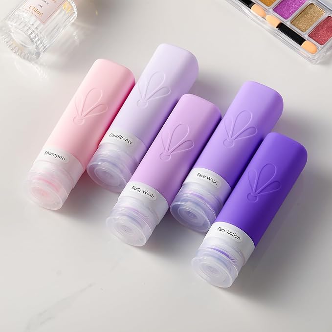 INSFIT Travel Bottles for Toiletries, TSA Approved 3oz Travel Size Toiletries, BPA Free Leak Proof Squeezable Silicone Tubes Travel Essentials for Shampoo Conditioner Lotion Soap