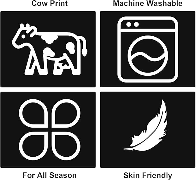 Cow Print Blanket, Ultra Soft Cozy Throw for Couch Bed and Travel, Cow Decor Throw Blankets for All Seasons 60"x80" (Black)