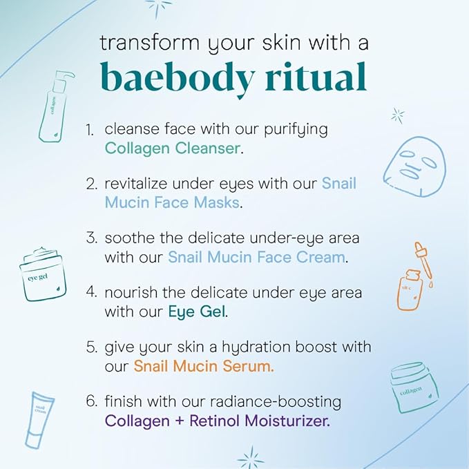 Baebody Snail Mucin Eye Cream (30 ml/1.06 fl oz) - Anti-Aging Korean Eye Cream for Dark Circles and Dry Skin - Snail Mucin Serum with Peptides and Hyaluronic Acid