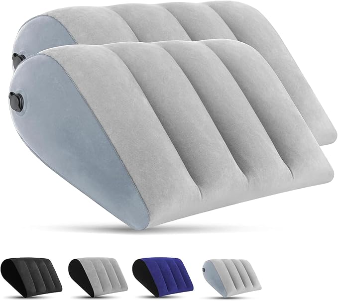 TheClover Inflatable Wedge Pillow for Sleeping - 2pcs Leg Elevating Pillow with Sleep Mask, Bed Wedge Pillow for Camping