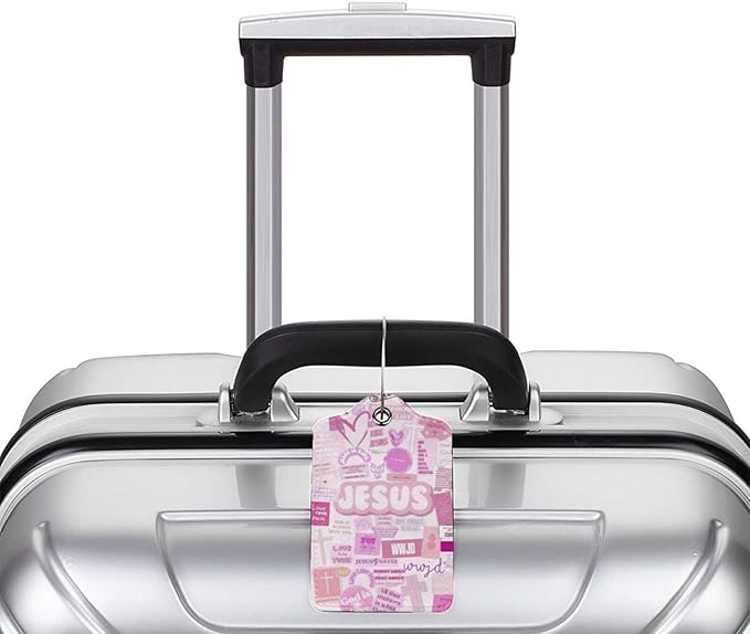 2 Pack Luggage Tags for suitcases God Jesus Christ Love TSA Approved Label Luggage Tag Baggage Tag Leather Stainless Steel Loop Label Tag for Men Women Travel Bag Suitcase