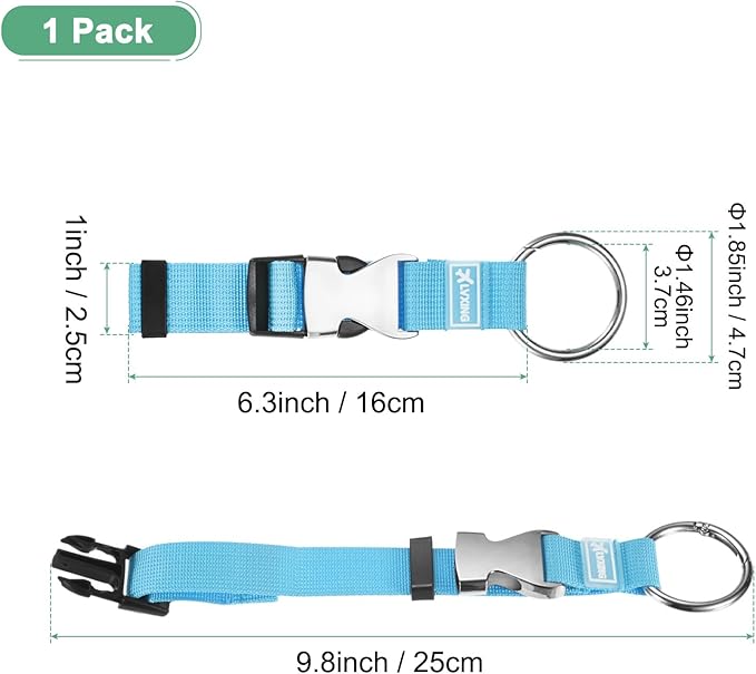 M METERXITY 1-Pack Add A Bag Luggage Strap, Adjustable Suitcase Belt for Connecting Luggage/Backpack/Jacket, Carry Strap with Ring Buckle [Blue]