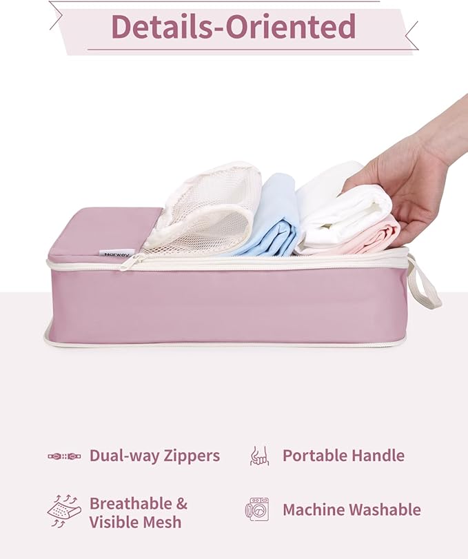 Narwey 6 Set/5 Set Compression Packing Cubes for Travel Kids Women Carry on, Packing Organizers Bag for Backpack Luggage Suitcase Duffle Bags