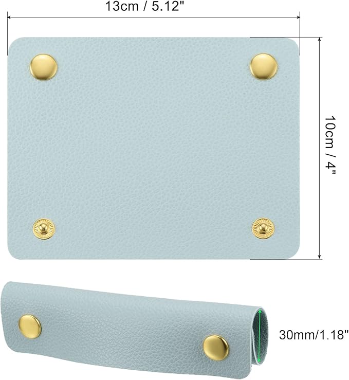 PATIKIL Luggage Handle Wrap, 2 Pack PU Handbag Grip Cover Protector Identifier with Clasp for Suitcase Grocery Shopping Bag, Light Blue
