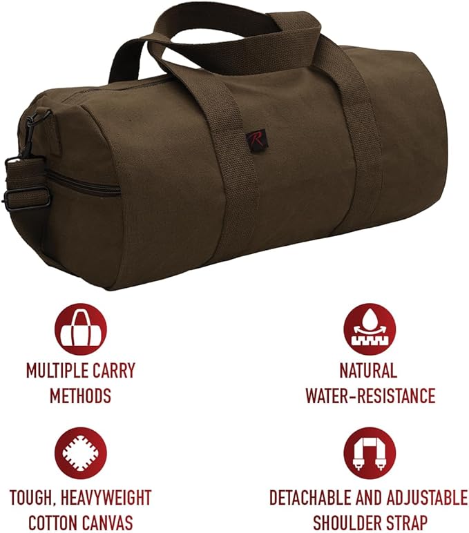 Rothco Heavy-Duty Canvas Shoulder Duffle Bag - Rugged Travel Gym Gear Equipment Bag