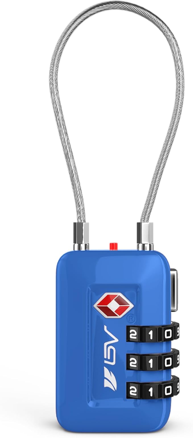 TSA Accepted Luggage Travel Lock, Set-Your-Own Combination Lock for School Gym Locker, Luggage Suitcase Baggage Locks, Filing Cabinets, Toolbox, Case (Blue, 1 Pack)