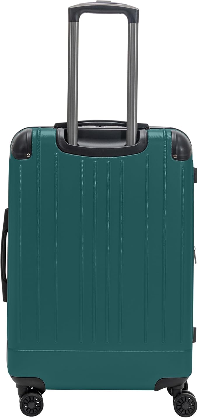 Flying Axis Collection Lightweight Hardside Expandable 8-Wheel Spinner Luggage, Midnight Turquoise, 24-Inch Checked