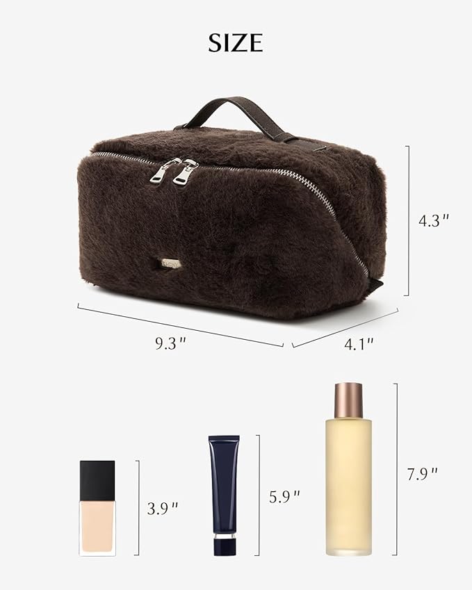 EACHY Travel Makeup Bag, Large Capacity Cosmetic Bag for Women, Waterproof PU Leather, Flat Open Portable Toiletry Bag for Skincare, Brushes & Travel Essentials