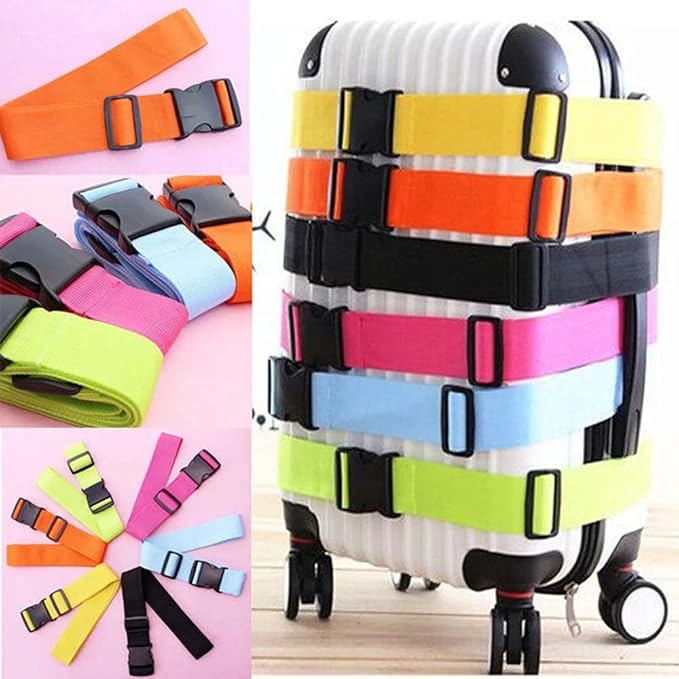 2 Pack Suitcase Belts, Adjustable Luggage Straps, Bright Colors Travel Packing Straps with Quick Release Buckle (Orange)