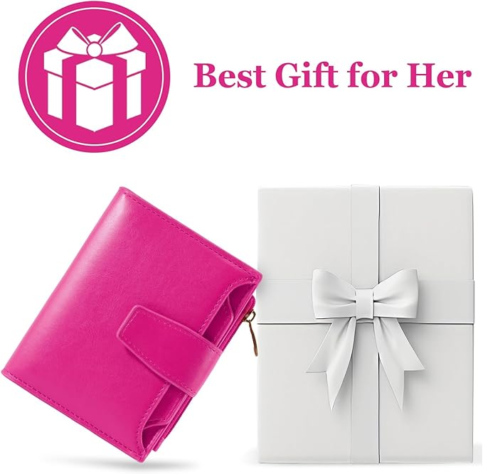 Airkit Small Wallet Women RFID Blocking Soft Leather Bifold Compact Card Holder Wallet for Women with Zipper Coin Pocket 4 ID Window