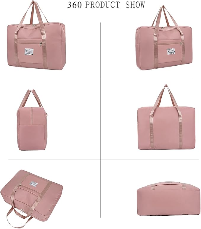 19" Travel Duffel Bag, Large Weekender Bag for Women Men, Expandable Personal Item Bag for Airlines, Water Resistant Carry On Bag with Trolley Sleeve for Gym, Overnight (Pink)