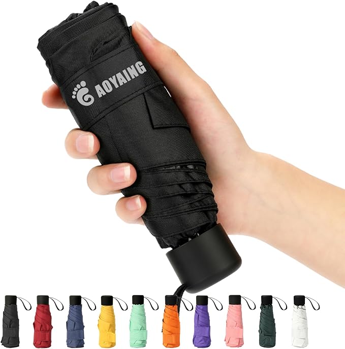 GAOYAING Small Mini Umbrella with Case Light Compact Design Perfect for Travel Lightweight Portable Parasol Outdoor Sun&Rain Umbrellas 34 Inches