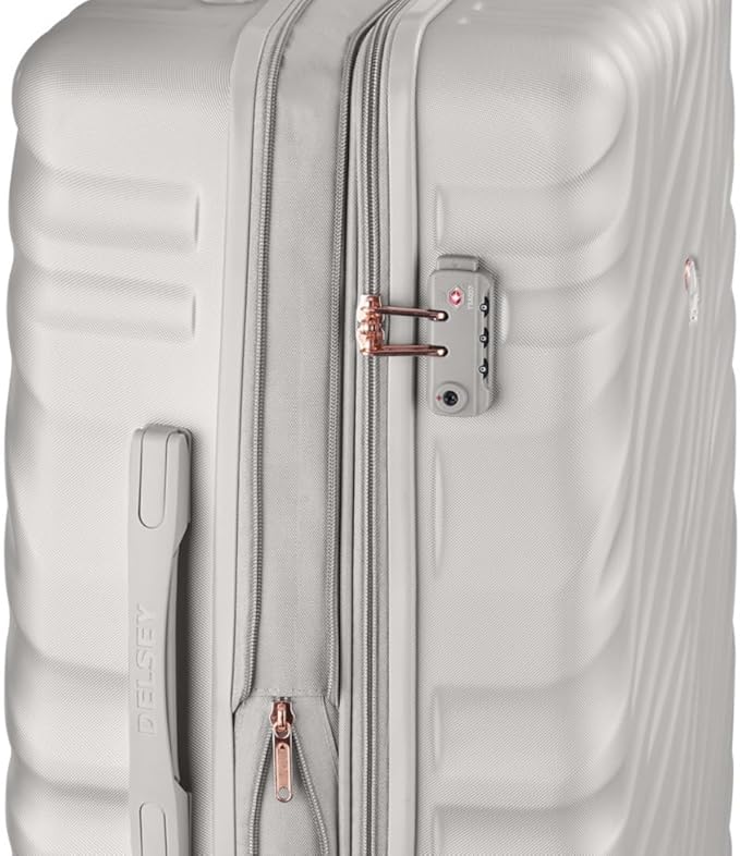 DELSEY PARIS Alexis Hardside 3-Piece Set, Expandable Luggage with 4 Spinner Wheels, Lightweight Suitcase, 21" Carry-On, 25" Checked Medium, 29" Checked Large, Silver/Rose Gold