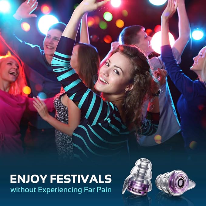 High Fidelity Concert Earplugs, Reusable Musicians Ear Plugs, 24dB Advanced Filter Technology Ear Protection for Music Festivals, DJs, Musicians