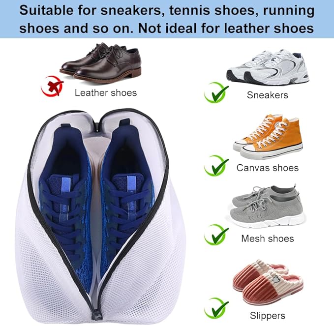 Vivifying Shoe Washing Machine Bag, Set of 2 Durable Mesh Laundry Bag with Zipper for Sneakers, Running Shoes, Sock, Bras and Toys