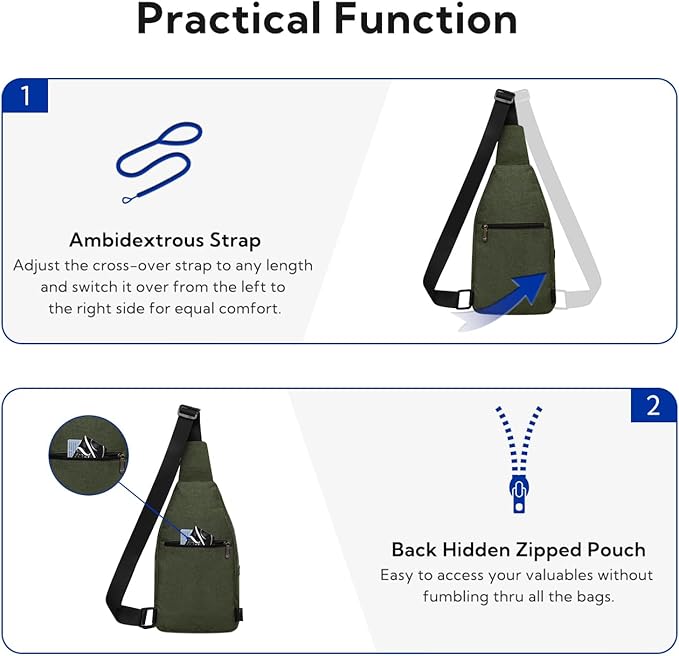 WATERFLY Medium Crossbody Sling Backpack Anti Theft Backpack for Traveling Chest Shoulder Bag