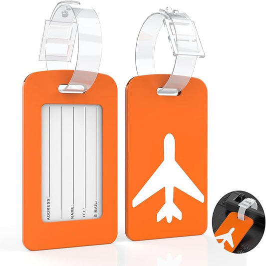 2 Pack Silicone Luggage Tag with Name ID Card Perfect to Quickly Spot Luggage Suitcase, TSA Approved, Luggage Identifiers for Suitcases and Bags, Privacy Protection Travel Suitcase Tags