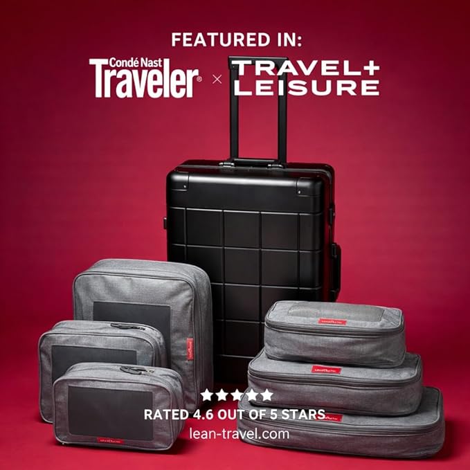 LeanTravel Premium Compression Packing Cubes for Travel - Suitcase Organizer Bags with Double Zipper & Breathable Mesh Panel - Space Saving Carry On Luggage Essentials (6-Pack, Grey)