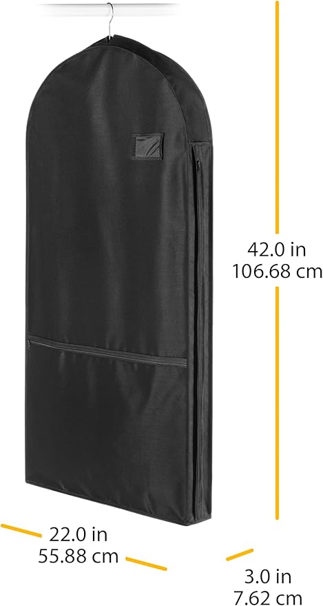 Whitmor Zippered Garment Bag with Pocket, Black