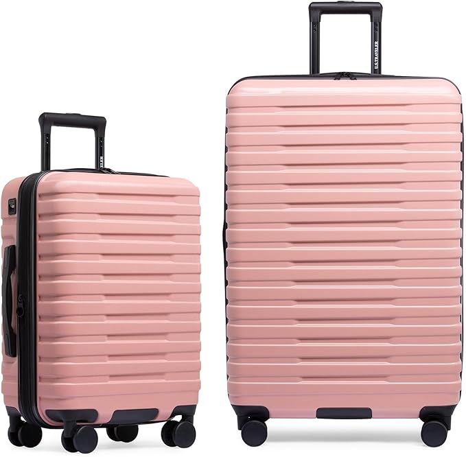 U.S. Traveler Boren Expandable Hardside Rugged Travel Luggage with 8 Spinner Wheels, Rose Pink, 2-Piece Set