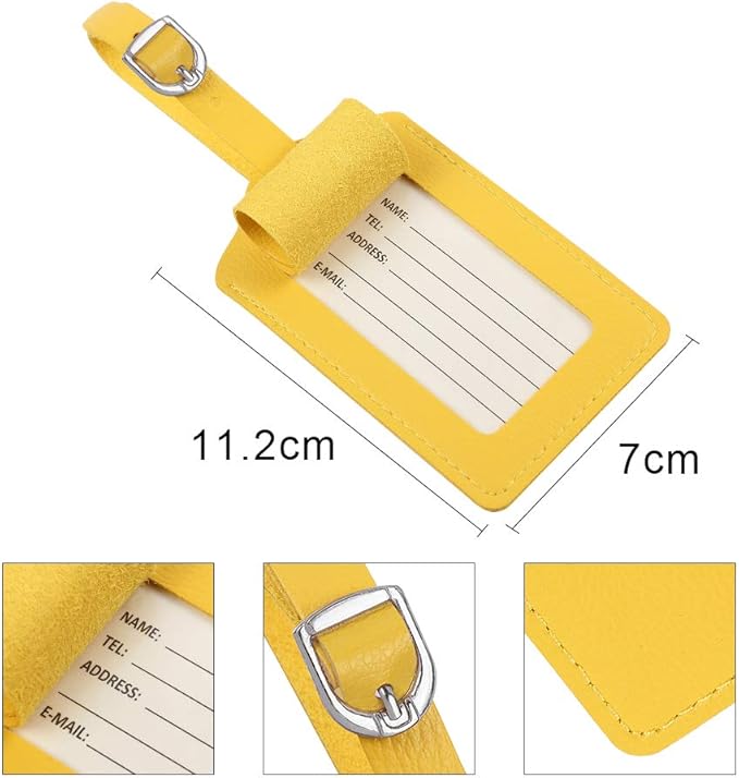 Vigorport Leather Personalized Suitcase Tag Set Luggage Id Tags Labels Travel Accessories - Set of 4