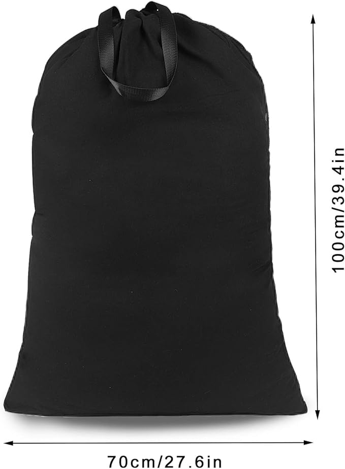 Heavy Duty Laundry Bag with Drawstring and Handle, Extra Large Travel Dirty Clothes Bag for Laundromat and Household, Durable Rip-Stop Laundry Hamper Liner, 28 x 40 Inch, Black