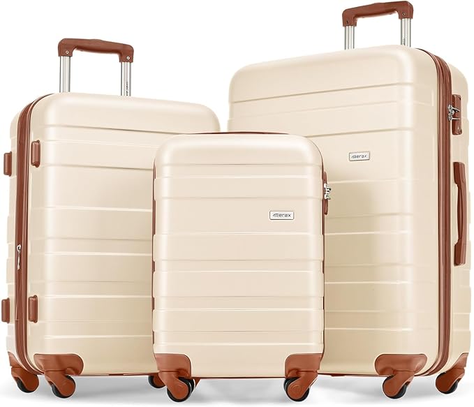 Luggage Set 3 Pcs, ABS Durable Lightweight, 360°Silent Spinner Wheels, TSA Lock