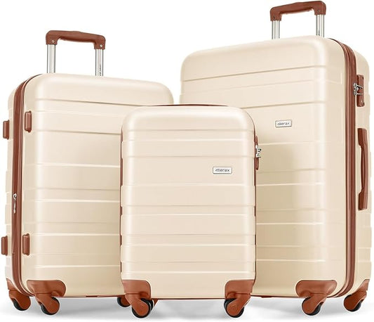 Luggage Set 3 Pcs, ABS Durable Lightweight, 360°Silent Spinner Wheels, TSA Lock